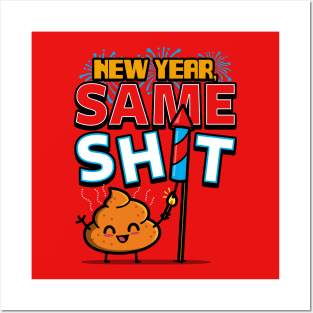 New Year 2024 Funny Cute Kawaii Poop Original Cartoon Meme Posters and Art